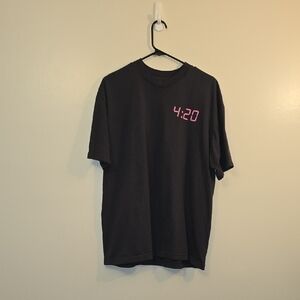 Los Angeles Apparel Black Tee with Pink Detail 420 Welcome To The Stoned Zone